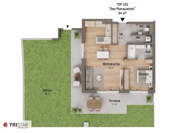 Wohnung zum Kauf - Erstbezug provisionsfrei 549.900 € 2 Zimmer 64,4 m² Wien 1220