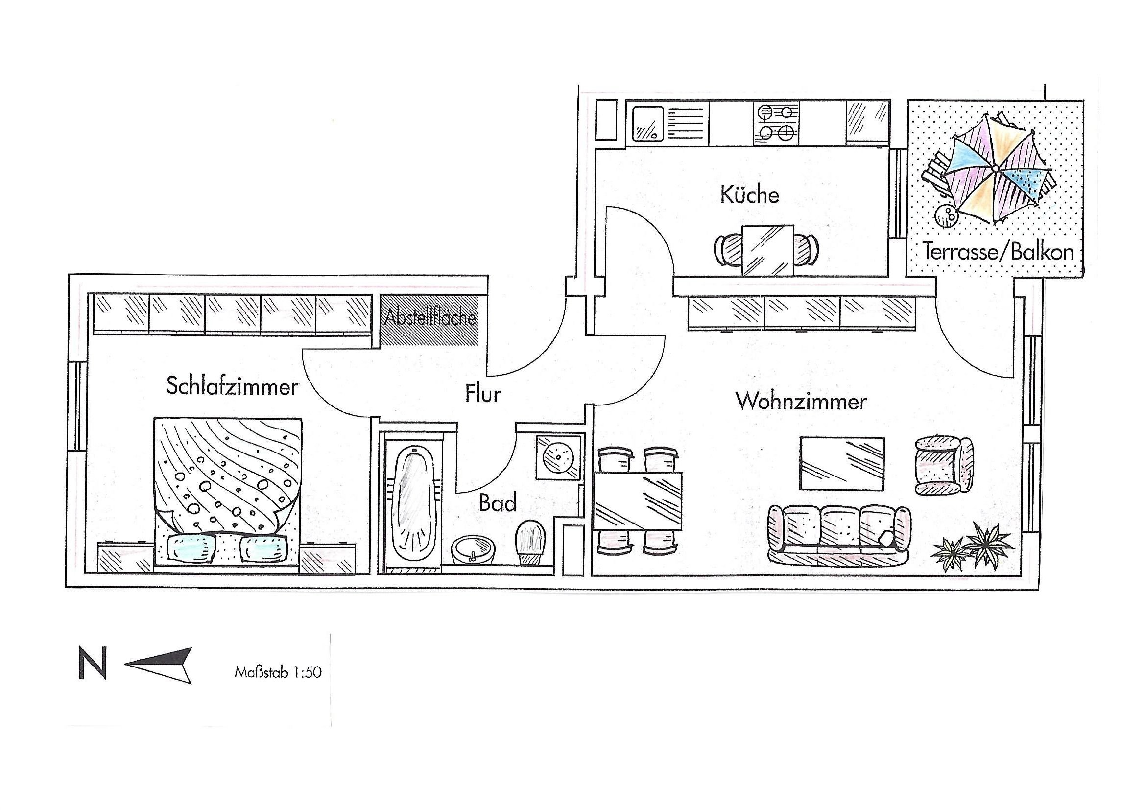 Wohnung zur Miete 570 € 2 Zimmer 51 m²<br/>Wohnfläche 2.<br/>Geschoss ab sofort<br/>Verfügbarkeit Münchener Straße 31 a Roth Roth 91154