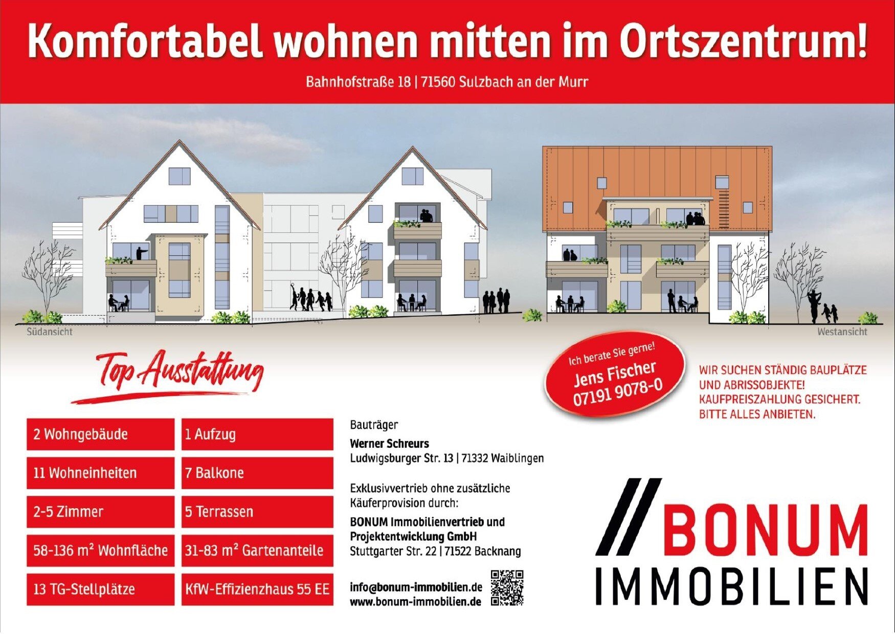 Wohnung zum Kauf provisionsfrei 416.000 € 3,5 Zimmer 82 m²<br/>Wohnfläche EG<br/>Geschoss 01.10.2026<br/>Verfügbarkeit Bahnhofstraße 18 Sulzbach Sulzbach an der Murr 71560