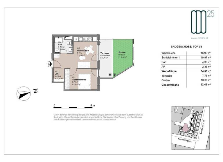 Wohnung zur Miete - Erstbezug 709 € 2 Zimmer 34,6 m² EG frei ab 01.07.2026 Odoakergasse 25 Wien 1160