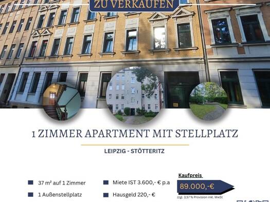 Wohnung zum Kauf 89.000 € 1 Zimmer 36,9 m² EG Stötteritz Südost 04299
