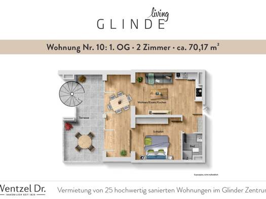 Terrassenwohnung zur Miete 1.330 € 2 Zimmer 70,3 m² 1. Geschoss frei ab 01.12.2026 Glinde 21509