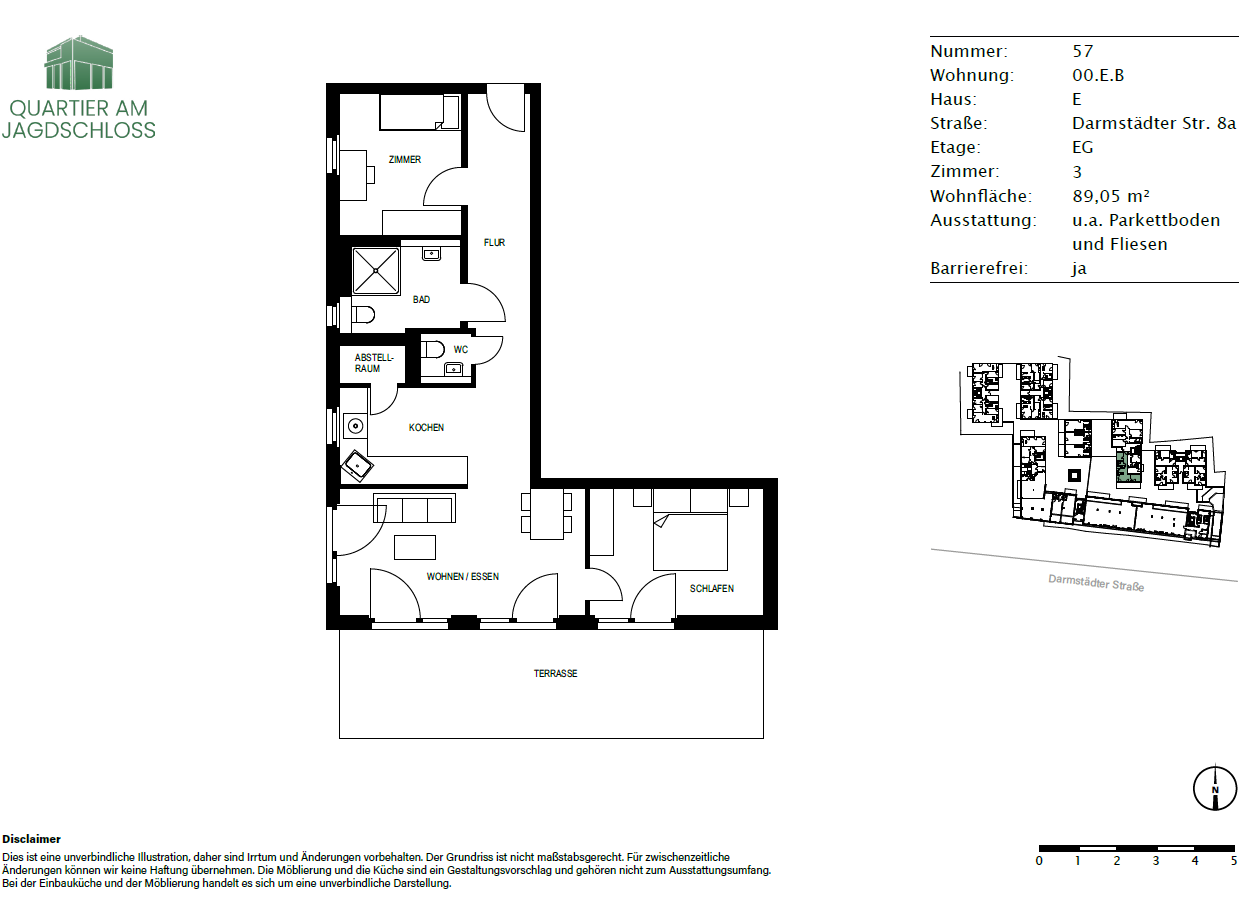 Wohnung zur Miete 1.225 € 3 Zimmer 89,1 m²<br/>Wohnfläche EG<br/>Geschoss Darmstädter Straße 8a Bickenbach 64404