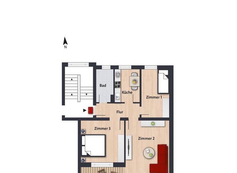 Wohnung zur Miete 465 € 3 Zimmer 61,2 m² 2. Geschoss frei ab sofort Laagbergstr. 64 Hohenstein Wolfsburg 38440