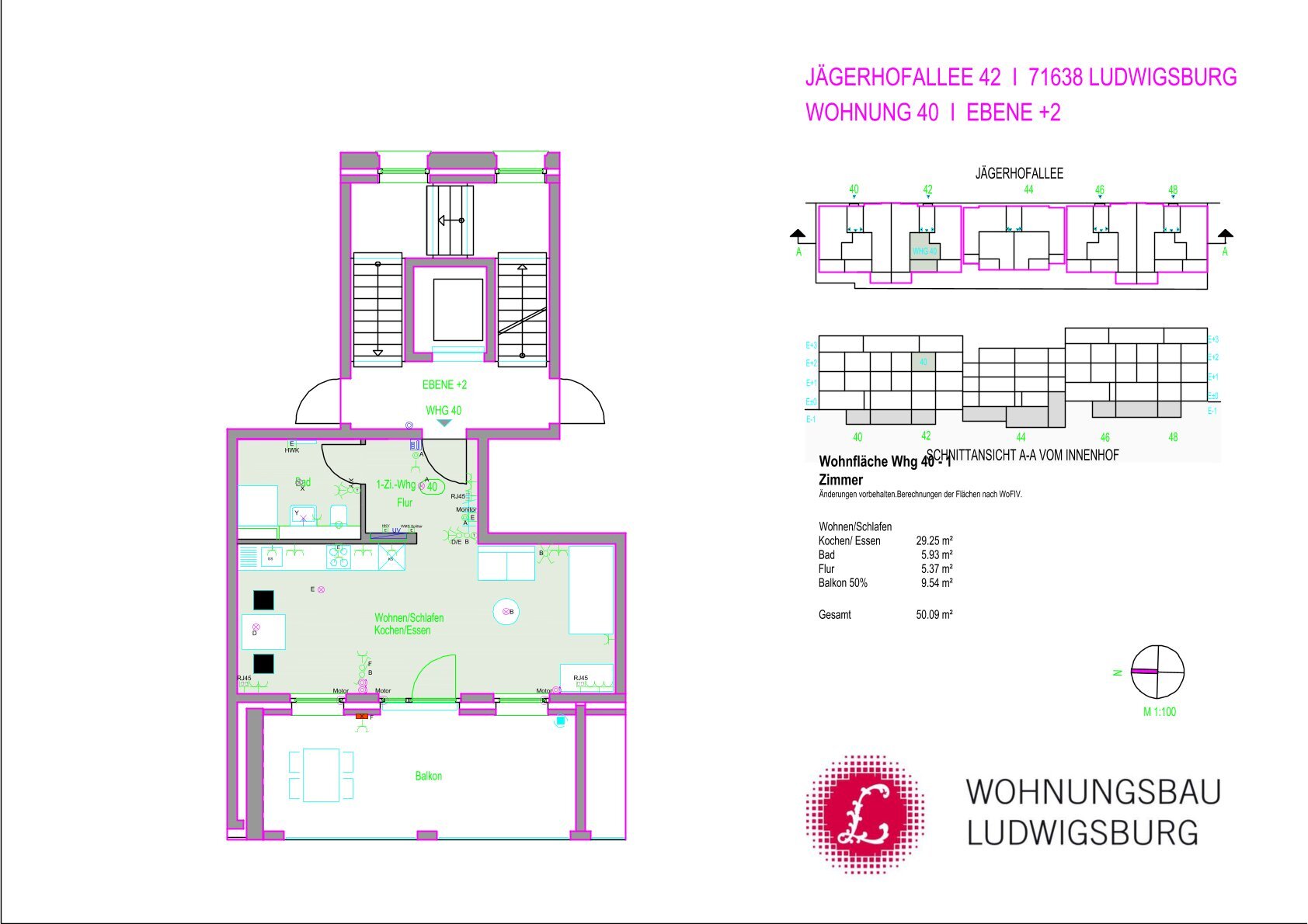 Wohnung zum Kauf provisionsfrei 419.500 € 2,5 Zimmer 49,6 m²<br/>Wohnfläche 1.<br/>Geschoss Ludwigsburg - Mitte Ludwigsburg 71638