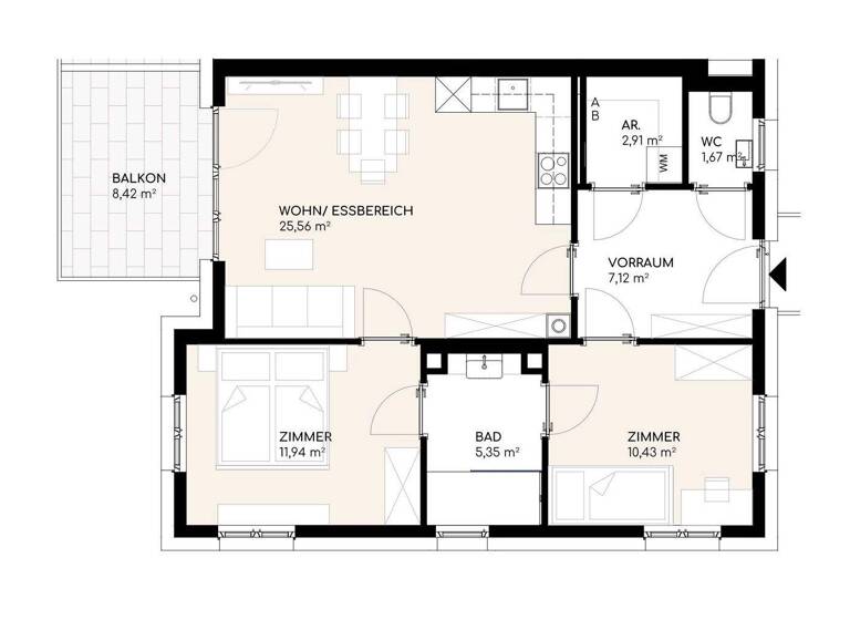 Wohnung zum Kauf - Erstbezug 309.960 € 3 Zimmer 65 m² Werner-Kofler-Straße 10 Untere Fellach Villach 9500