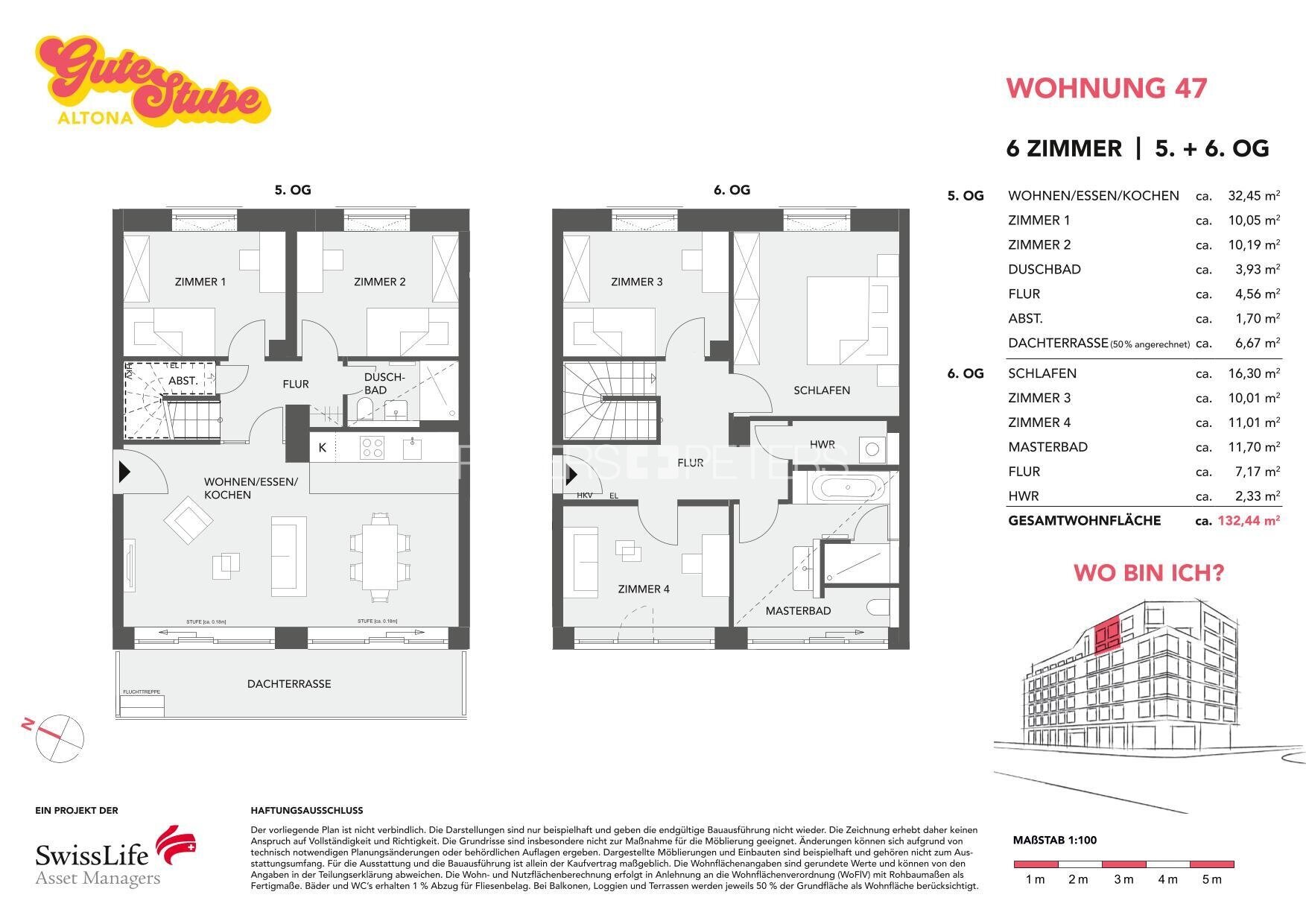 Wohnung zum Kauf provisionsfrei 1.429.900 € 6 Zimmer 132,7 m²<br/>Wohnfläche 5.<br/>Geschoss Altona - Altstadt Hamburg 22767