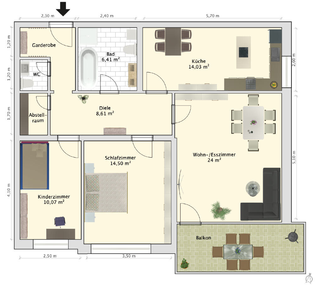 Wohnung zum Kauf 160.000 € 3 Zimmer 87,9 m²<br/>Wohnfläche 5.<br/>Geschoss Heppens Wilhelmshaven-Heppens 26384