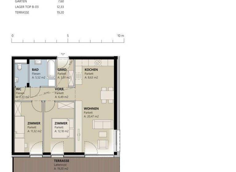 Wohnung zum Kauf - Erstbezug 405.790 € 3 Zimmer 70,6 m² 1. Geschoss Kappl 6555