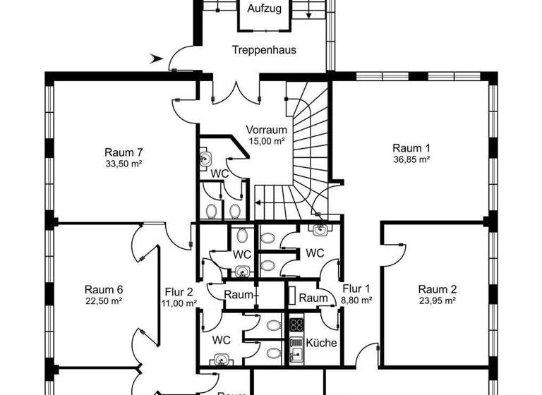 Büro zur Miete 6.020 € 8 Zimmer 458,6 m² Bürofläche Schützenplatz Lüneburg 21337