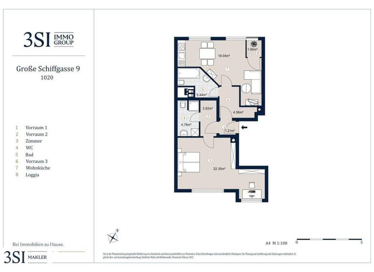 Wohnung zum Kauf - Erstbezug 619.000 € 2 Zimmer 60,9 m² 6. Geschoss Große Schiffgasse 9 Wien 1020