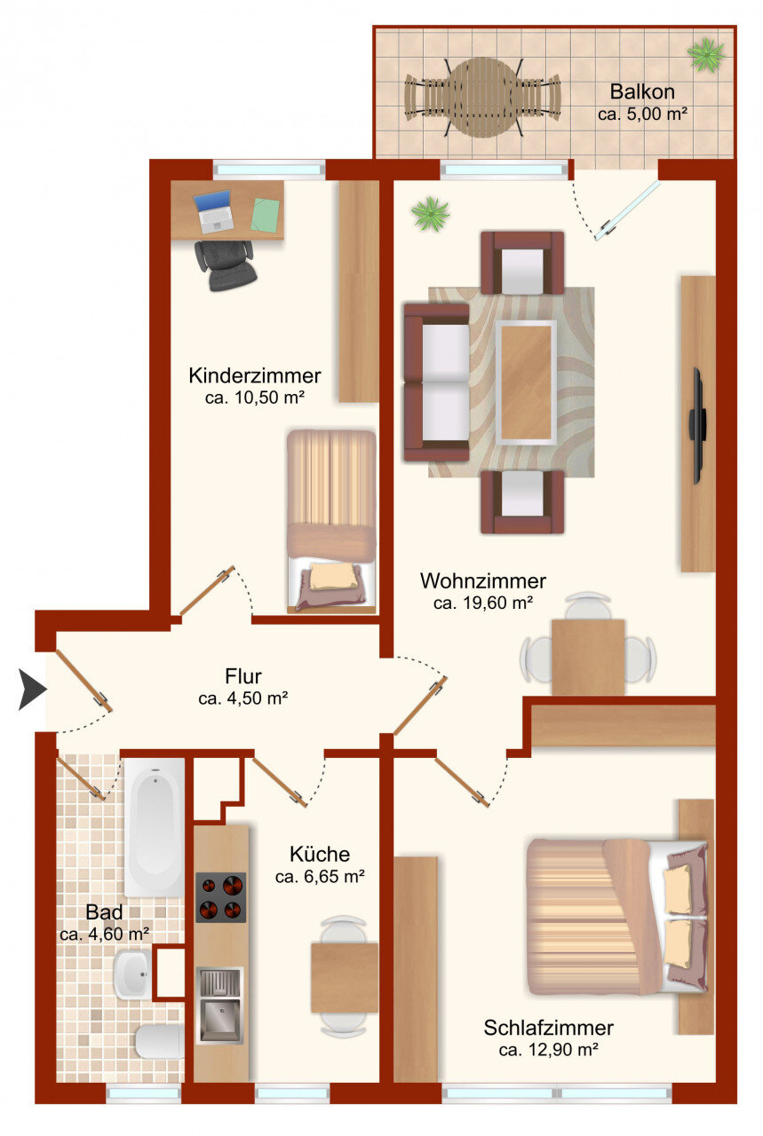 Wohnung zur Miete 375 € 3 Zimmer 60,5 m²<br/>Wohnfläche EG<br/>Geschoss Schladebacher Str. 69 Bad Dürrenberg Bad Dürrenberg 06231