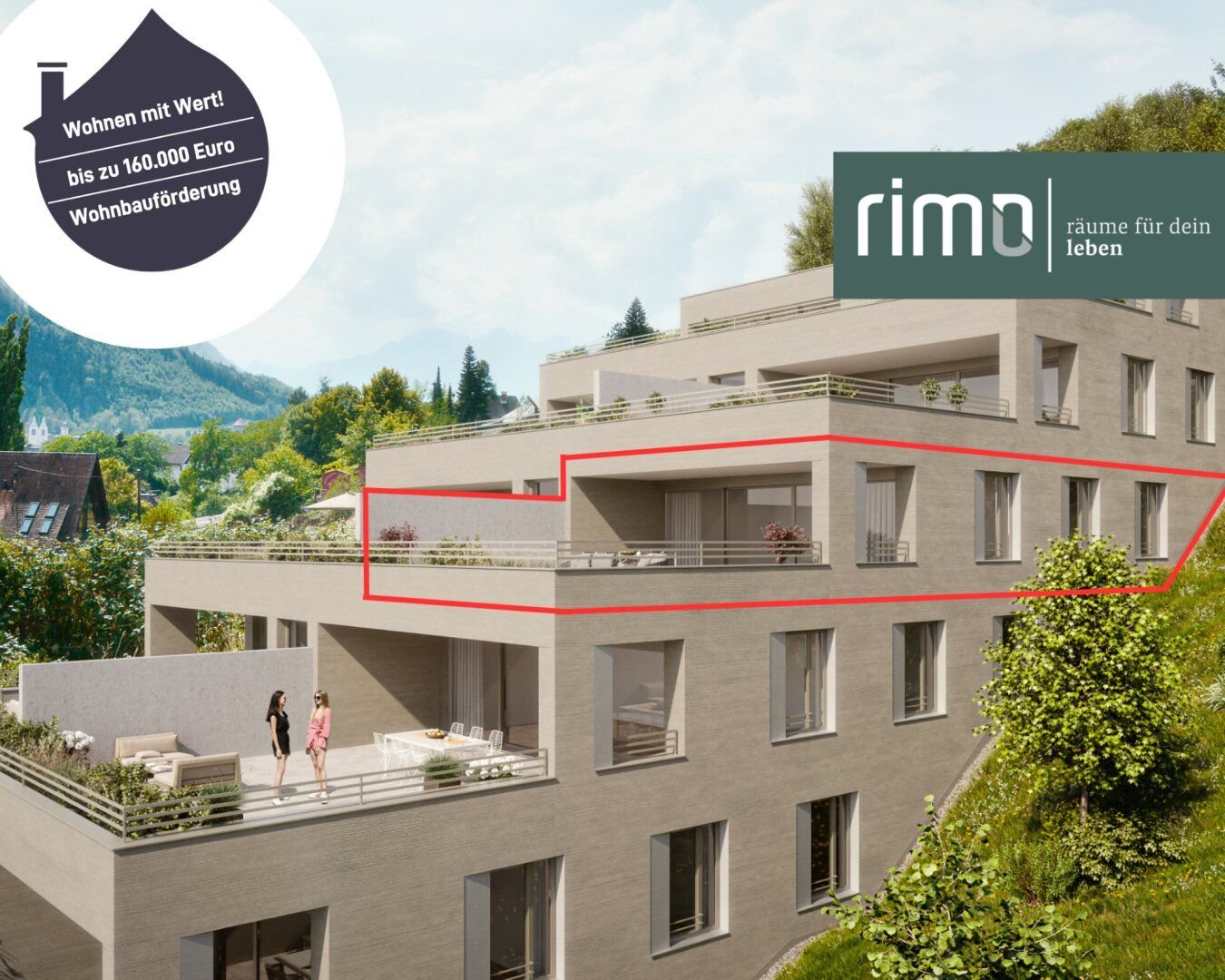 Terrassenwohnung zum Kauf 640.000 € 3 Zimmer 75,8 m²<br/>Wohnfläche 5.<br/>Geschoss 31.03.2026<br/>Verfügbarkeit Mutterstraße 11 Feldkirch 6800