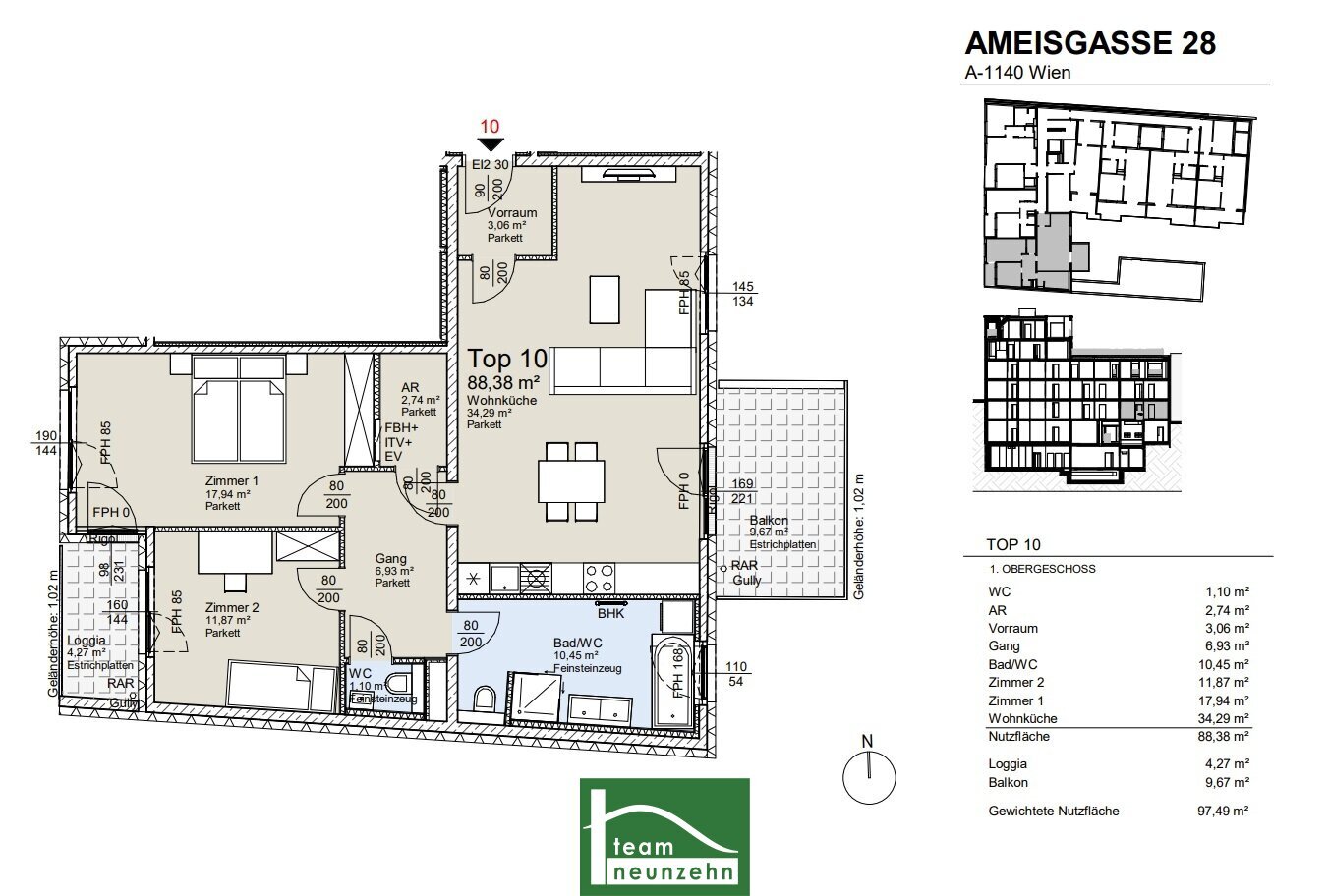 Wohnung zum Kauf provisionsfrei 549.201 € 3 Zimmer 88,4 m²<br/>Wohnfläche 1.<br/>Geschoss Ameisgasse 28 Wien 1140