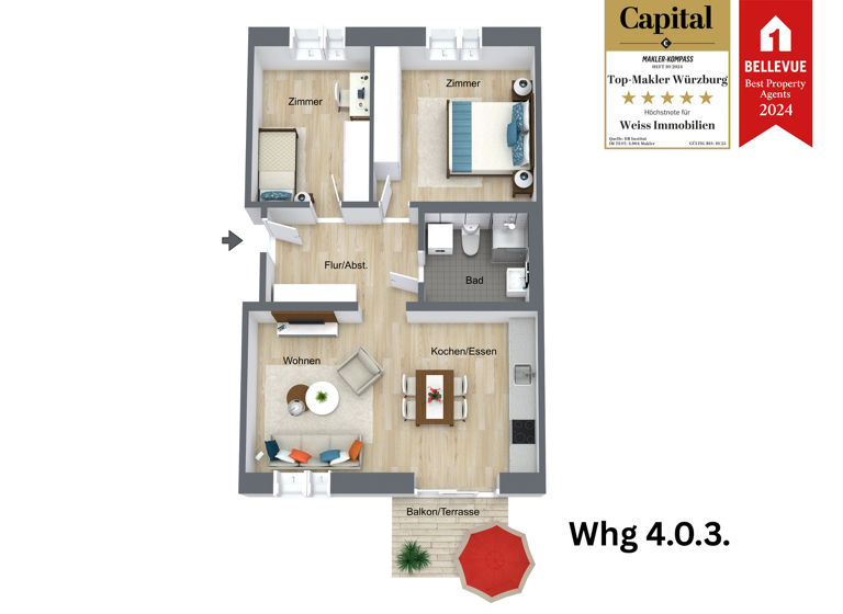 Wohnung zum Kauf - Erstbezug 389.527 € 3 Zimmer 76,5 m² EG Bahnhofstraße 50 Hilpoltstein 91161