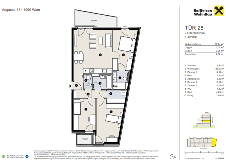 Wohnung zum Kauf provisionsfrei 811.500 € 4 Zimmer 89,2 m² 2. Geschoss Wien 1090