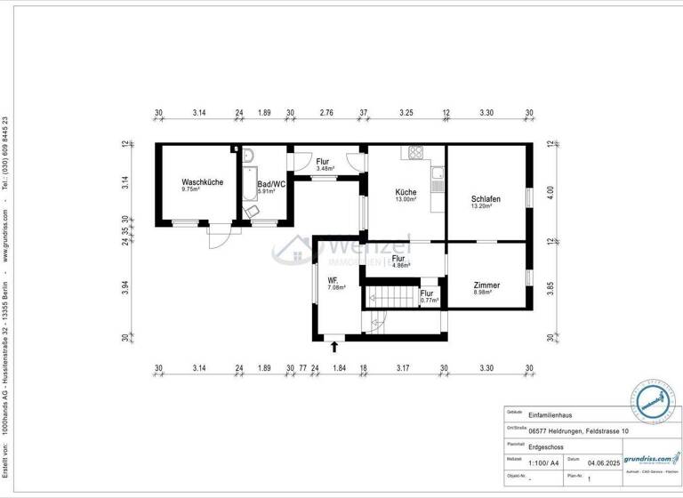 Doppelhaushälfte zum Kauf 89.000 € 5 Zimmer 99 m² 560 m² Grundstück Feldstraße 10 Heldrungen An der Schmücke 06577
