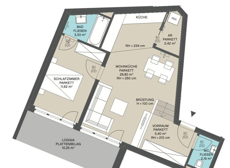 Wohnung zur Miete - Erstbezug 928 € 2 Zimmer 51,8 m² EG Linzer Straße Wien 1140