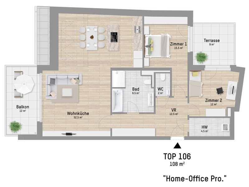 Wohnung zur Miete 2.590 € 3 Zimmer 108 m²<br/>Wohnfläche 2.<br/>Geschoss ab sofort<br/>Verfügbarkeit Lobaugasse 25/1.06 Wien(Stadt) 1220