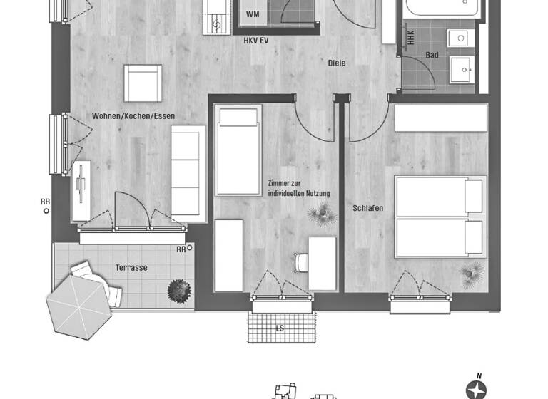 Wohnung zum Kauf provisionsfrei 624.000 € 3 Zimmer 62 m² EG Feldmoching-Hasenbergl München / Feldmoching 80995