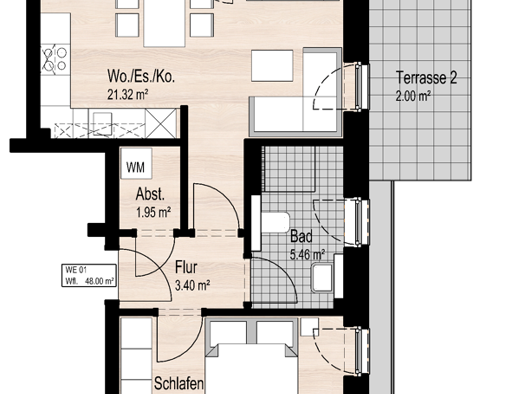 Terrassenwohnung zur Miete 648 € 2 Zimmer 48 m² EG frei ab sofort Mittelnkirchen 21720