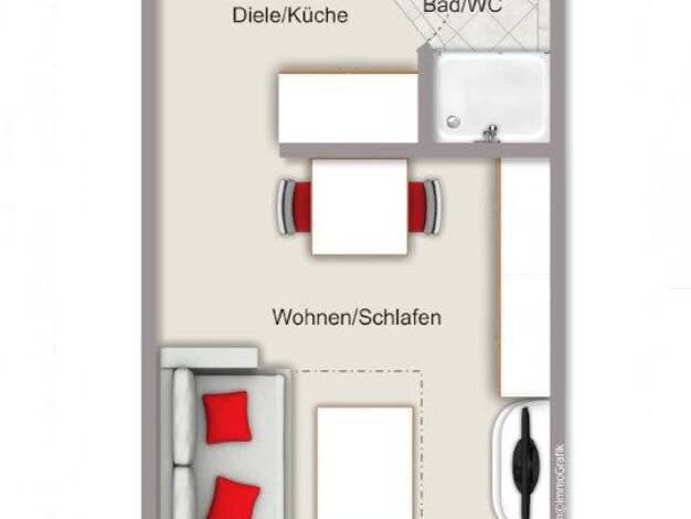 Wohnung zum Kauf 82.000 € 1 Zimmer 23 m² 3. Geschoss Aachen Aachen 52074