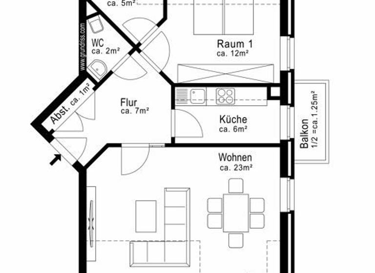 Wohnung zum Kauf 190.500 € 2 Zimmer 57 m²<br/>Wohnfläche 2.<br/>Geschoss Elmshorn 25335