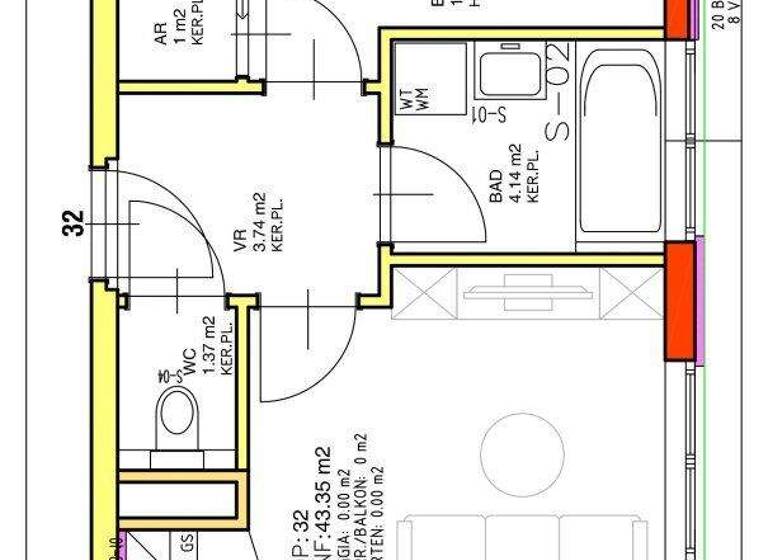 Wohnung zur Miete 705 € 2 Zimmer 43,4 m² 4. Geschoss Grimmgasse Wien 1150