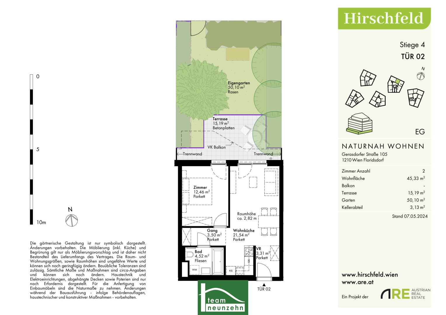 Wohnung zum Kauf provisionsfrei 267.700 € 2 Zimmer 45 m²<br/>Wohnfläche EG<br/>Geschoss Gerasdorfer Straße 105 Wien 1210