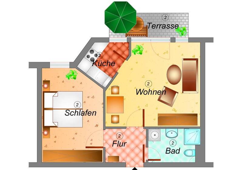 Wohnung zum Kauf 89.850 € 2 Zimmer 44,3 m² Altchemnitz Chemnitz 09125
