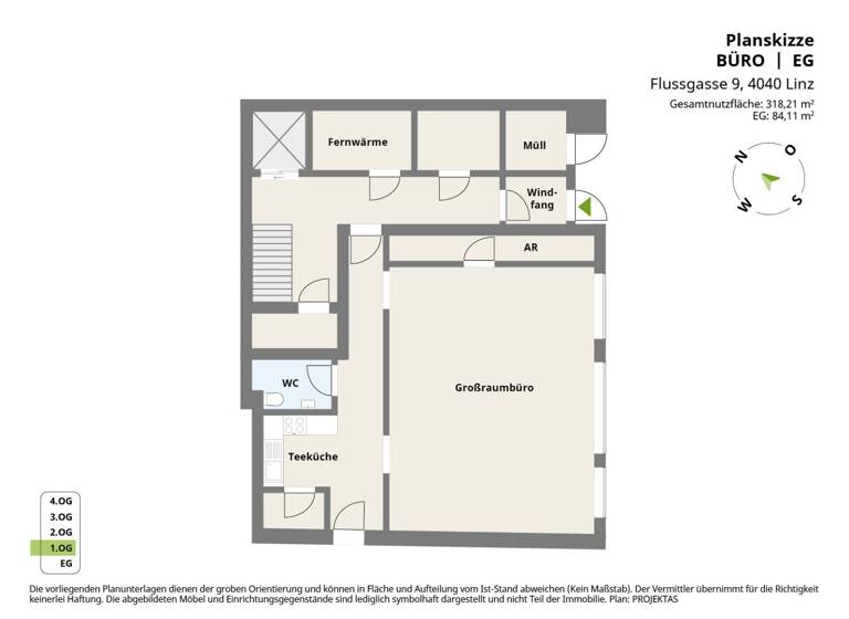 Bürogebäude zur Miete 4.134 € 10,5 Zimmer 318 m² Bürofläche Flussgasse 9 Urfahr Linz 4040