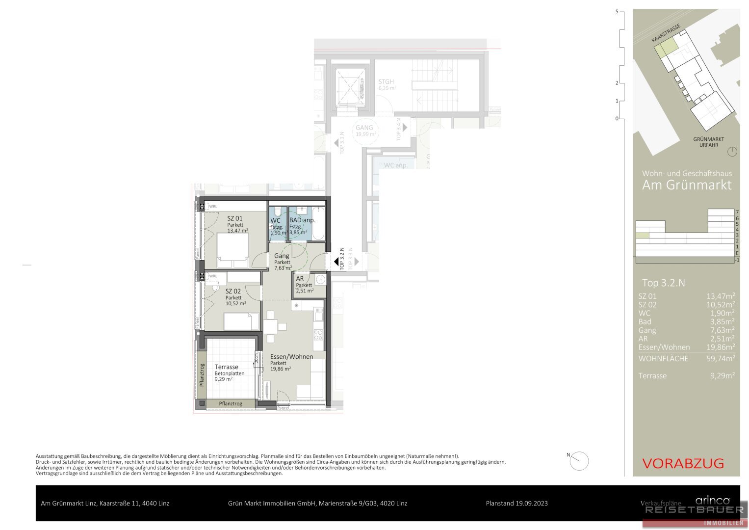 Wohnung zum Kauf 490.184 € 3,5 Zimmer 59,7 m²<br/>Wohnfläche 3.<br/>Geschoss Kaarstraße 11 und 13 Urfahr Linz 4040