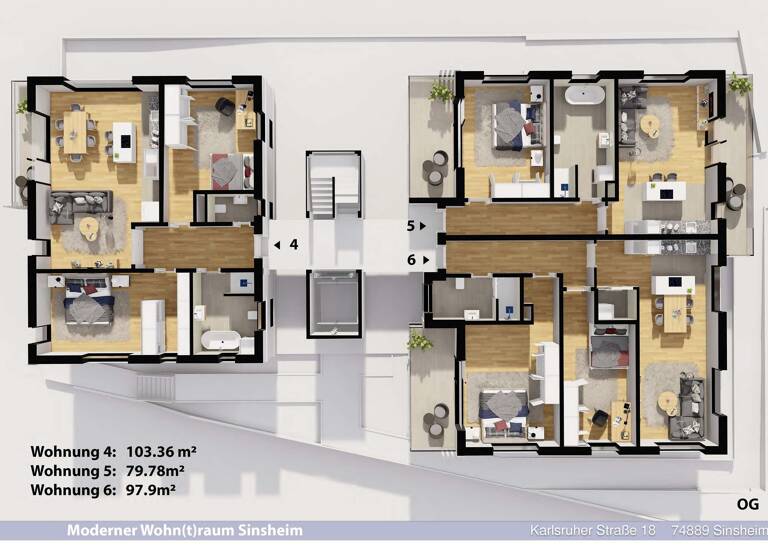 Wohnung zum Kauf provisionsfrei 552.000 € 3 Zimmer 103,4 m²<br/>Wohnfläche 1.<br/>Geschoss Dühren Sinsheim 74889