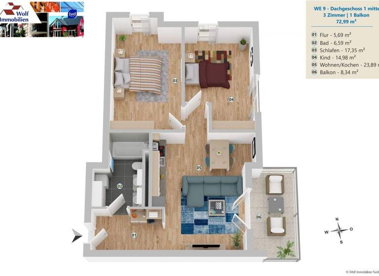 Wohnung zum Kauf 415.000 € 3 Zimmer 72,5 m² 2. Geschoss Klein-Karben Karben 61184