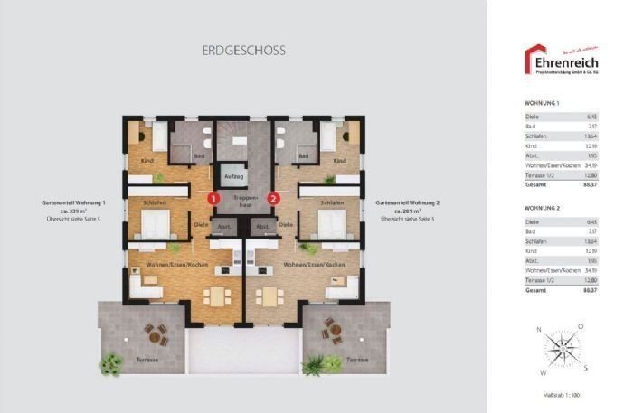 Wohnung zum Kauf provisionsfrei 476.500 € 3 Zimmer 88,4 m²<br/>Wohnfläche EG<br/>Geschoss Sonnenstraße 12 Nittendorf Nittendorf 93152