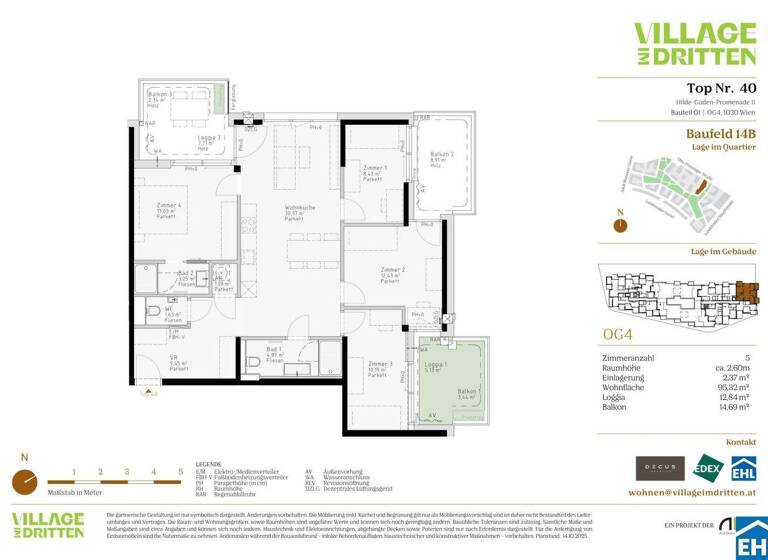 Wohnung zum Kauf - Erstbezug 852.000 € 5 Zimmer 95,3 m² 4. Geschoss Hilde-Güden-Promenade 11 Wien 1030