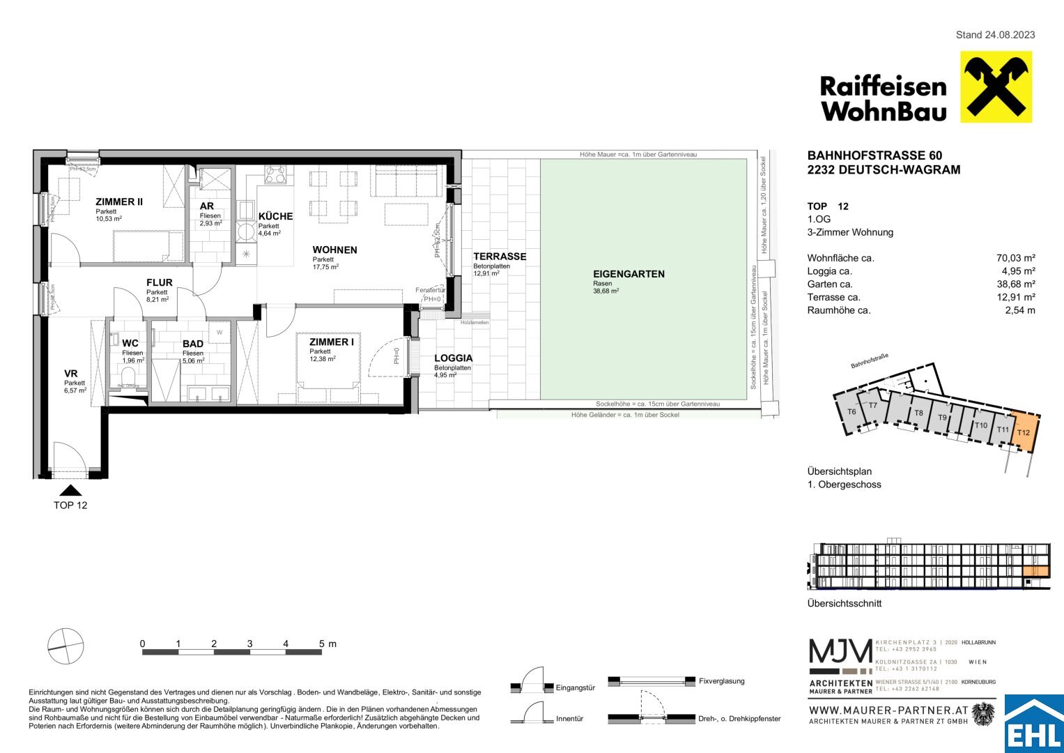 Wohnung zum Kauf 388.600 € 3 Zimmer 70 m²<br/>Wohnfläche 1.<br/>Geschoss Bahnhofstraße Deutsch-Wagram 2232