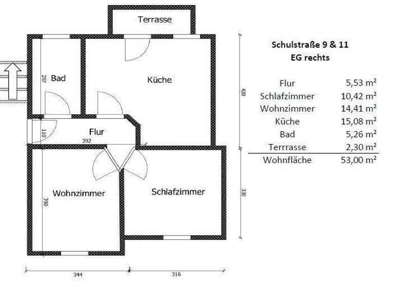 Wohnung zur Miete 435 € 2 Zimmer 53 m² EG Schulstraße 9 Zscherndorf Sandersdorf 06792