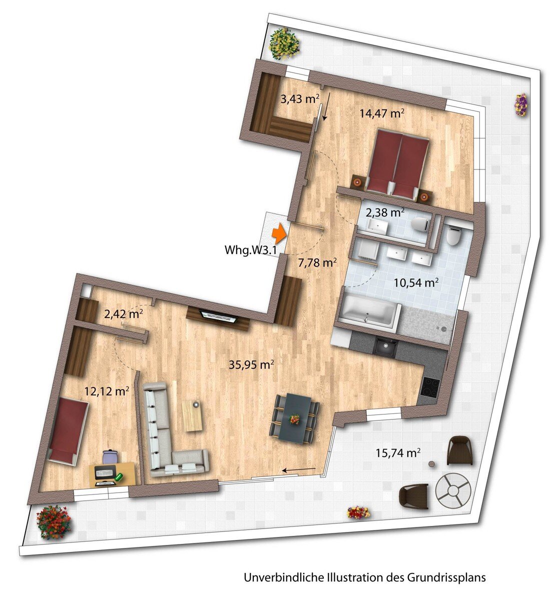 Wohnung zur Miete 1.565 € 3 Zimmer 104,8 m²<br/>Wohnfläche Schlesierstraße 4 Bönnigheim Bönnigheim 74357