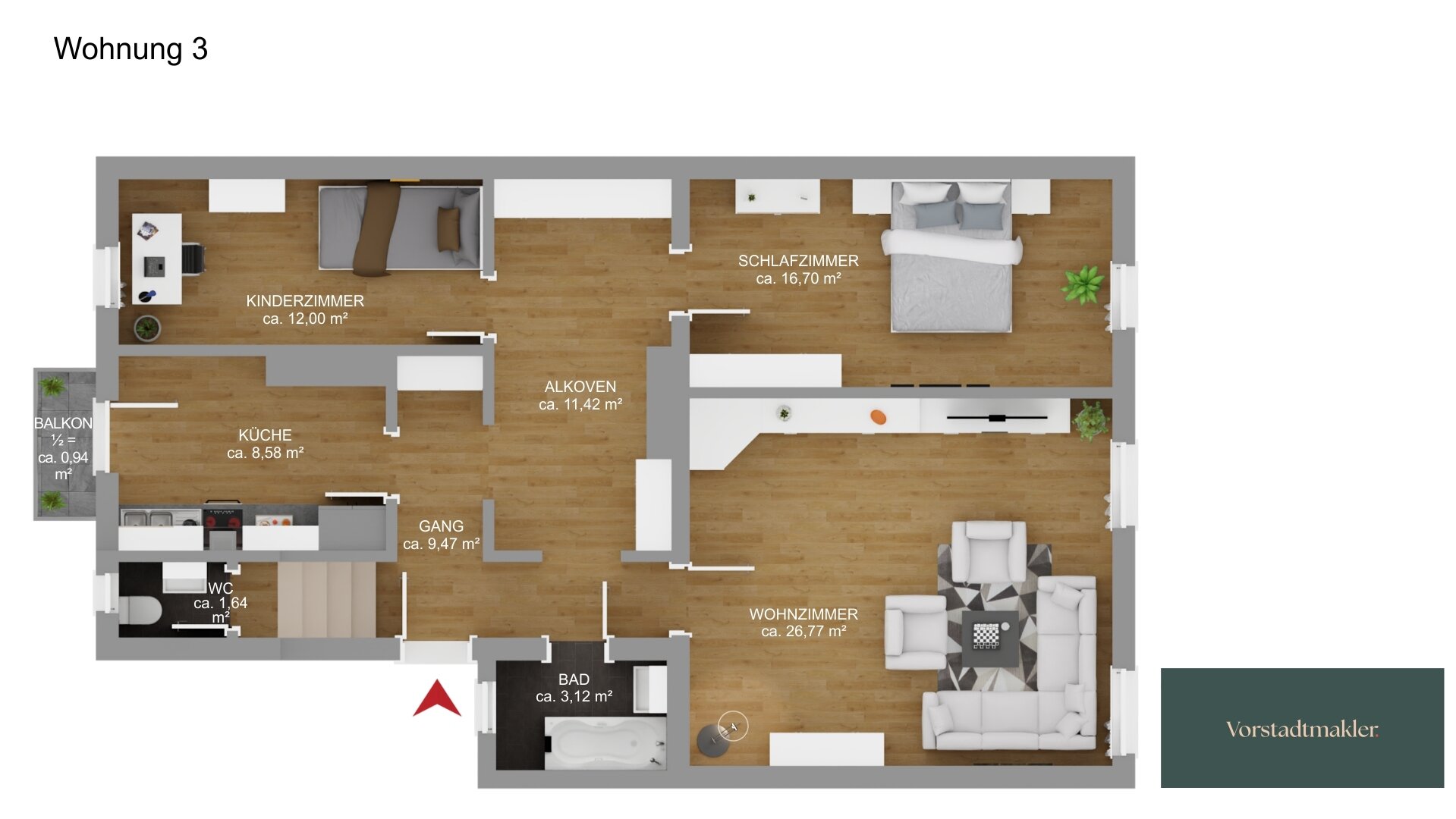 Wohnung zum Kauf 1.590.000 € 3 Zimmer 90,6 m²<br/>Wohnfläche 1.<br/>Geschoss Graggenau München 80539