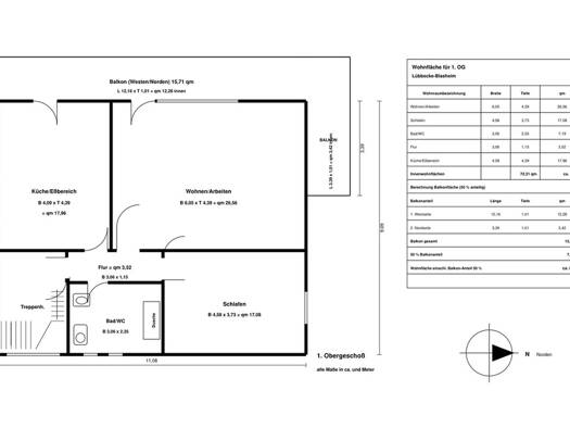 Wohnung zur Miete 740 € 3 Zimmer 80 m² 1. Geschoss Blasheim Lübbecke 32312