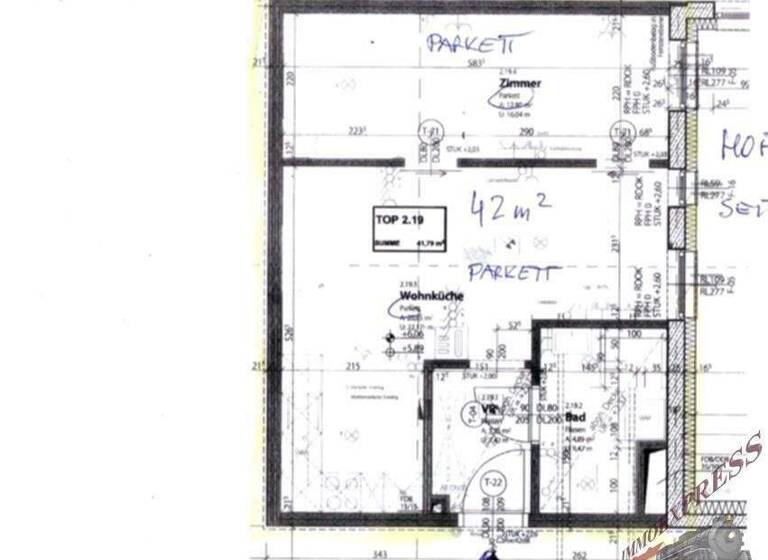 Wohnung zur Miete 750 € 2 Zimmer 42 m² 2. Geschoss Wiener Neustadt 2700