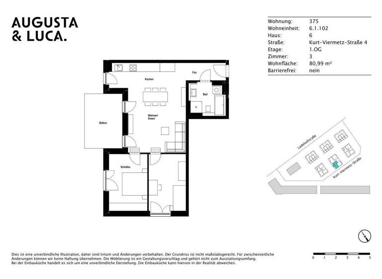 Wohnung zur Miete 1.495 € 3 Zimmer 81 m² 1. Geschoss Kurt-Viermetz-Straße 4 Innenstadt Augsburg 86150
