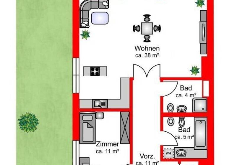 Wohnung zur Miete 1.900 € 3 Zimmer EG Wien 1130