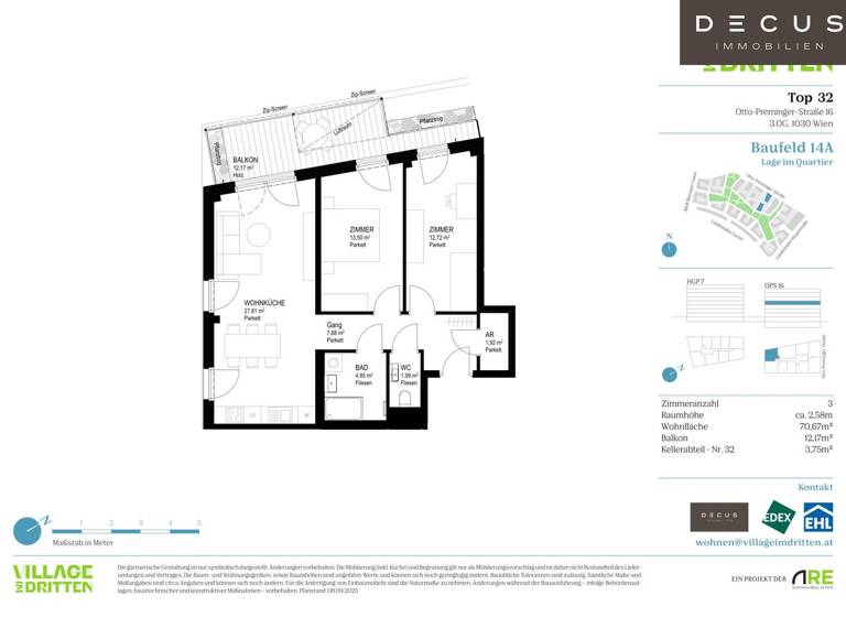 Wohnung zum Kauf 589.000 € 3 Zimmer 70,7 m² 3. Geschoss Wien 1030
