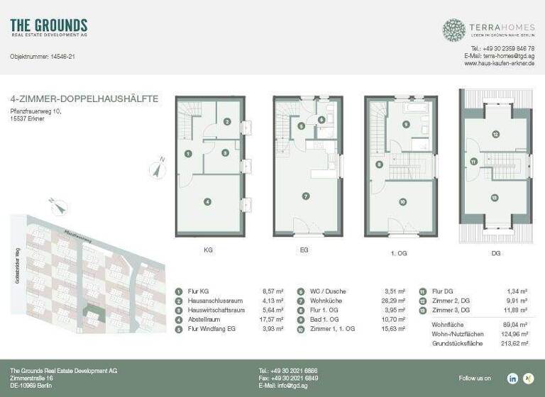 Doppelhaushälfte zur Miete - Erstbezug 1.690 € 4 Zimmer 125 m² 213,6 m² Grundstück frei ab 01.04.2026 Hohenbinde Erkner 15537
