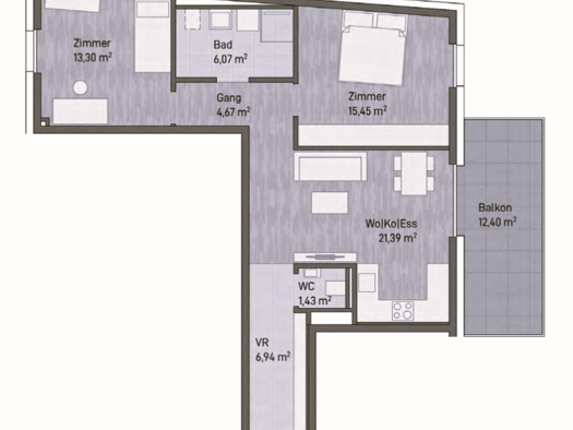 Wohnung zum Kauf - Erstbezug provisionsfrei 349.000 € 3 Zimmer 69,3 m² Eggenberg Graz Eggenberg 8020
