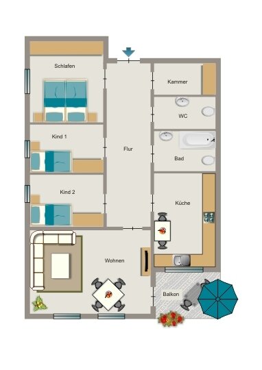 Wohnung zur Miete 632 € 4,5 Zimmer 86 m²<br/>Wohnfläche 2.<br/>Geschoss 16.02.2025<br/>Verfügbarkeit Elisabethstraße 7-9 Herten - Südwest Herten 45699