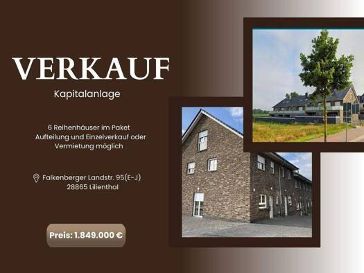 Reihenmittelhaus zum Kauf provisionsfrei 1.849.000 € 5 Zimmer 140 m² 1.177 m² Grundstück Falkenberger Landstr. 95 e-j, 28865 Lilienthal Falkenberg Lilienthal 28865
