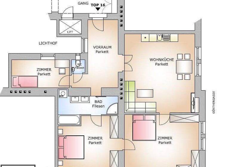 Wohnung zur Miete 1.407 € 3,5 Zimmer 108,2 m² 4. Geschoss Wien 1090